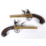 A PAIR OF EARLY 19TH CENTURY 80 BORE PISTOLS BY LOTT OF CANTERBURY. A pair of flintlock pistols with