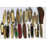 A COLLECTION OF MODERN AND PART FOLDING KNIVES. A collection of folding pocket knives to include