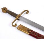 A CEREMONIAL SWORD AND SCABBARD. A ceremonial sword with an 83.5 cm tapering pointed blade,