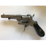 A CONTINENTAL PIN FIRE REVOLVER. A continental revolver with an 8.5cm barrel, six shot revolving