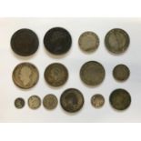 A SMALL COLLECTION OF PRE-DECIMAL AND JAMAICAN COINS. A smalll collection of coins including an 1845