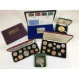 A COLLECTION OF CASED PROOF AND SIMILAR SETS OF COINS. A Royal Mint 1970 Proof Set, a cased set