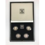 A ROYAL MINT £1 SILVER PROOF PIEDFORT SET. A Royal Mint four coin one pound silver proof Piedfort