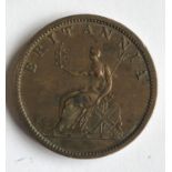 A GEORGE III PATTERN HALFPENNY. A George III Pattern plain-edged halfpenny dated 1806.