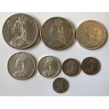 THE SILVER COINAGE OF 1887. A Queen Victoria Eight coin set for 1887 comprising: Crown, Double
