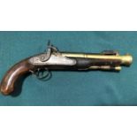 A BLUNDERBUSS PISTOL BY J.R. EVANS. A percussion firing Blunderbuss pistol with 18.5cm octagonal and