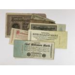 A COLLECTION OF GERMAN BANKNOTES. 1923 German Reichsbanknotes Funf Millionen Marks, 23/7/1923 and