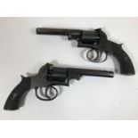 A PAIR OF FIVE SHOT PERCUSSION CAP REVOLVERS. A pair of late percussion cap revolvers, blued