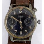 A GERMAN AVIATORS WATCH BY HANHART. A German Second World War Pilot's Chronograph by Hanhart, the