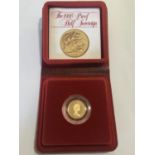 A PROOF HALF SOVEREIGN. An Elizabeth II Proof Half Sovereign dated 1980 in Royal Mint case of