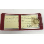 A SIR WINSTON CHURCHILL COMMEMORATIVE MEDAL. An 18ct Gold commemorative medal No B1002, 7.7g. by