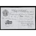 TWO BLACK AND WHITE SERIES FIVE POUND NOTES. A note dated 10th January 1951, T58 006115 signed by