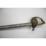 19THC FRENCH NAVAL OFFICERS SWORD with a gilt brass hilt and with a fouled anchor and oak leaves
