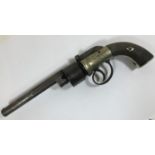 A TRANSITIONAL PERCUSSION CAP REVOLVER. A six shot percussion cap revolver with octagonal and