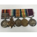 A BOER WAR/GREAT WAR CASUALTY GROUP OF FIVE. Comprising a Queen's South Africa Medal witrh Cape