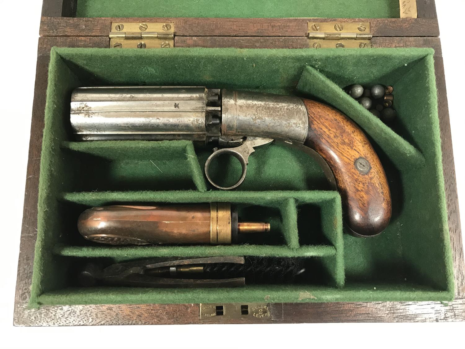 A COOPER'S PATENT PEPPER BOX REVOLVER. A Pepper Box revolver with six revolving barrels and under - Image 3 of 3