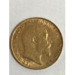 A HALF SOVEREIGN. An Edward VII half Sovereign dated 1908.