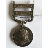 AN INDIA MEDAL NAMED TO THE SUSSEX REGIMENT. An India medal with Punjab Frontier 1897-98 and Tirah