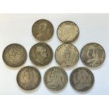 A COLLECTION OF HALFCROWNS GEORGE III AND LATER AND TWO VICTORIAN FLORINS. Halfcrowns for 1817,