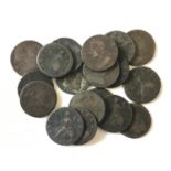 A COLLECTION OF HALFPENNIES 17th AND 18th CENTURIES. Halfpennies, William and Mary, George II and