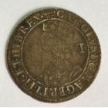 A CHARLES I SIXPENCE. A Charles I Sixpence, mm Anchor, Briot''s milled issue for 1638-1639.