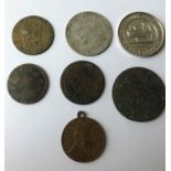 FOUR TOKENS TO INCLUDE A CHARD 3D COIN AND OTHER ITEMS. A Chough's Chard 3d coin, and 3 others. A