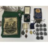 TWO EDWARDIAN GOLD SPORTING MEDALS AND OTHER ITEMS. A Hertfordshire Football Association 9ct Gold