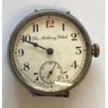 A FIRST WORLD WAR PERIOD SWISS MADE WRIST WATCH. With a white enamelled dial with Arabic numerals