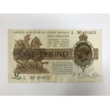 A WARREN FISHER ONE POUND NOTE. A United Kingdom of Great Britain and Ireland One Pound note, signed