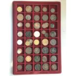 TWO TRAYS OF ASSORTED BRITISH AND WORLD COINS AND TOKENS. Coins and Tokens to include various 19th