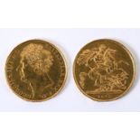 A GEORGE IV TWO POUND GOLD COIN. A George IV Two pound gold coin dated 1823 with St George and