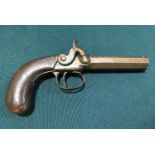 A POCKET PISTOL BY EGAN OF BRADFORD. A 19th century 50 bore percussion pocket pistol with a 7.5cm