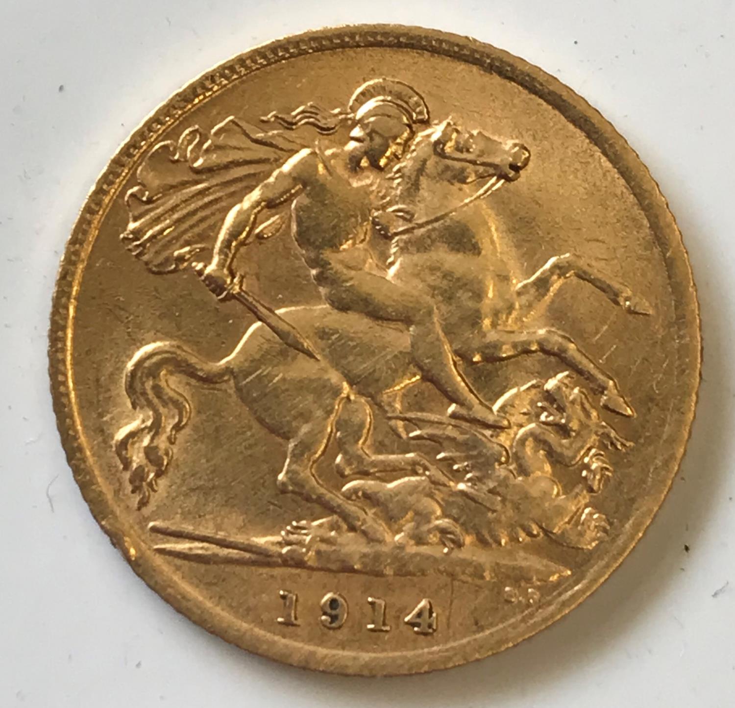 A HALF SOVEREIGN. A George V Half Sovereign dated 1914. - Image 2 of 2