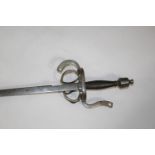 GERMAN RAPIER SWORD with a basket hilt, large steel pommel with fine wound grip. With a long