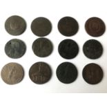 A COLLECTION OF LATE 18th CENTURY COPPER TOKENS. A collection of tokens including a Chelmsford
