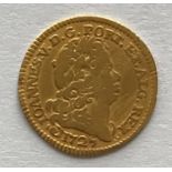 A PORTUGUESE JOHN V GOLD HALF ESCUDO. A gold half escudo (800 Reis) coin dated 1725. c1.6g