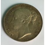 A VICTORIAN CROWN. A Victorian Crown, young head coinage, dated 1845, Cinquefoil stops.