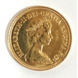 A HALF-SOVEREIGN. A Queen Elizabeth II Half-Sovereign dated 1982.