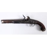 A WESTLEIGH RICHARD SILVER MOUNTED PISTOL. A Westley Richard silver mounted 18 bore flintlock pistol