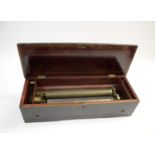 VICTORIAN MUSICAL BOX with a 35cms long cylinder and stop/start and change/repeat levers on one
