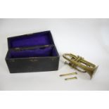 CASED BOOSEY & CO CORNET & PHOTOGRAPH a brass Boosey & Co brass cornet, Serial No 20702 and with a