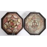 19THC SAILORS VALENTINES - SHELLS one octagonal wooden case with an intricate shell design including