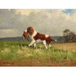 •WALTER ROBIN JENNINGS FOUND!: SPANIEL WITH PHEASANT Signed, also signed and inscribed on the