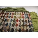 19THC PATCHWORK QUILT - 1830 a quilt top of colourful patterned cotton prints. Adapted at a later