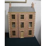 DOLLS HOUSE & DOLLS HOUSE FURNITURE a modern 3 storey house with brick facade, with access from