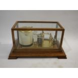 CASED BAROGRAPH a modern cased barograph, with a clockwork mechanism to the drum and silvered