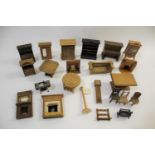 DOLLS HOUSE FURNITURE a mixed lot including items from 1900 to modern, including fireplaces,