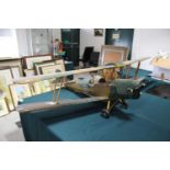 LARGE MODEL AEROPLANE a large model of a Bi-Plane, fitted with a small ASP engine and with various