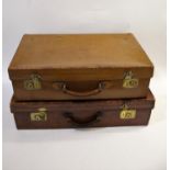 VINTAGE LEATHER SUITCASES including a leather suitcase by Cygnet, with brass locks and catches (