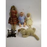 SIMON & HALBIG DOLL with weighted blue eyes and open mouth, marked S & H, Simon & Halbig, 6 1/2 (